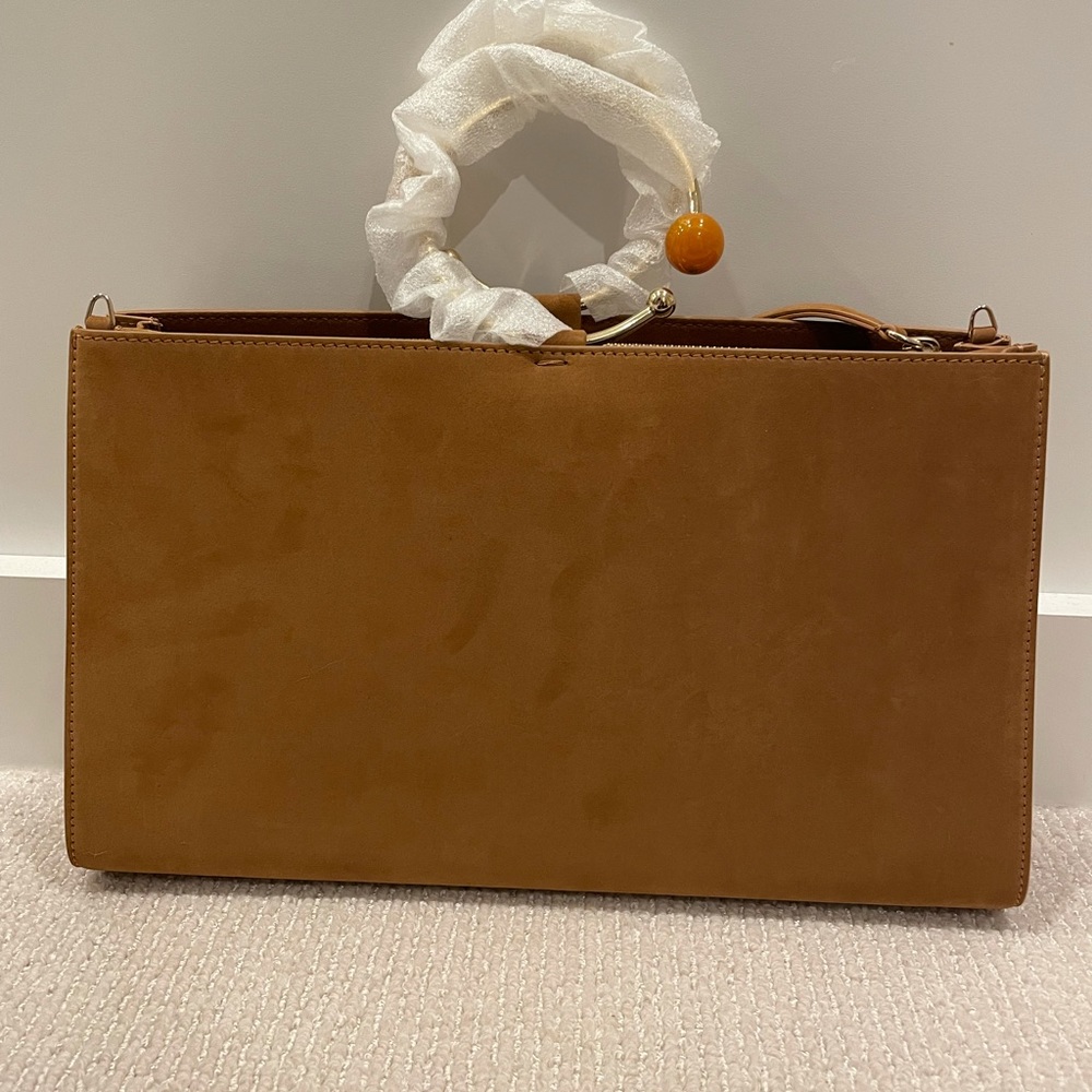 Adeam Brown suede art bag